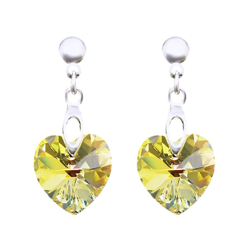 Sudraba auskari "Iemīlējusies Sirds II (Aurora Borealis)" ar Swarovski™ kristāliem